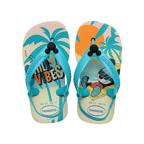 Havaianas Unisex Baby Disney Classics Flipflop, Beige Stroh / Blau, 23/24 von Havaianas