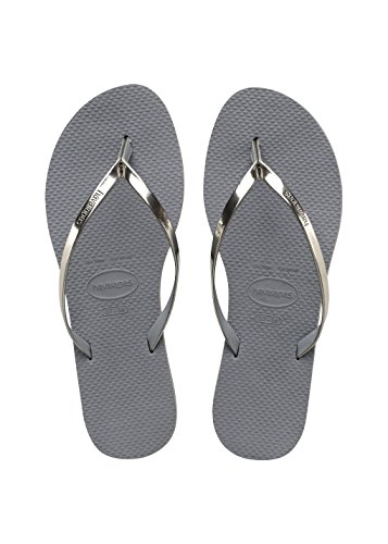 Havaianas Damen You Metallic Flip flops, Stahlgrau 41/42 von Havaianas