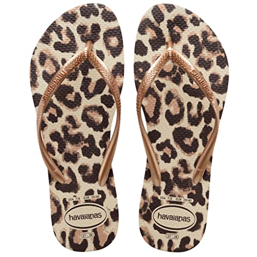 Havaianas Damen Slim Animals Flip Flops, Beige Rotgold Dunkelbraun, 33/34 EU von Havaianas