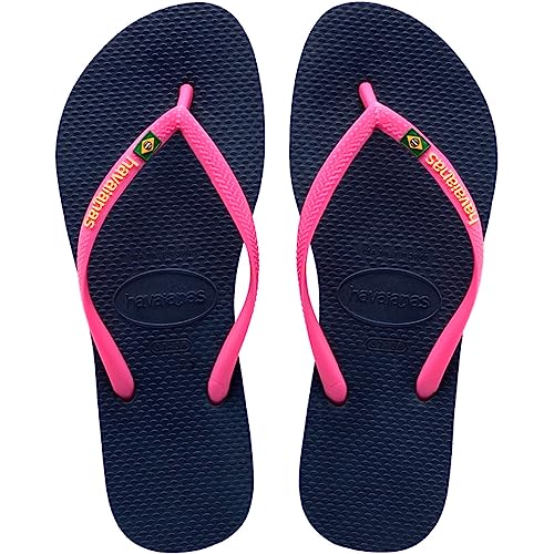 Havaianas Damen Slim Brasil Logo Flip flops, Navy Blau 35/36 EU von Havaianas