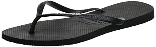 Havaianas Damen Slim Logo Flip Flops, schwarz / weiß, 45/46 EU von Havaianas