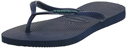 Havaianas Damen Slim Logo Metallic Flip Flops, Marineblau, Marineblau, 35/36 EU von Havaianas