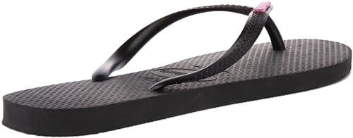 Havaianas Damen Slim Logo Metallic Flip Flops, schwarz/pink, 35/36 EU von Havaianas