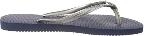 Havaianas Damen Slim Logo Metallic Zehentrenner, Blau (Navy/Silver 0445), 35/36 EU von Havaianas