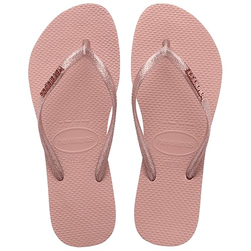 Havaianas Damen Slim Logo Metallic Flip Flops, Crocus Rose Aprikosenrot, 39/40 EU von Havaianas