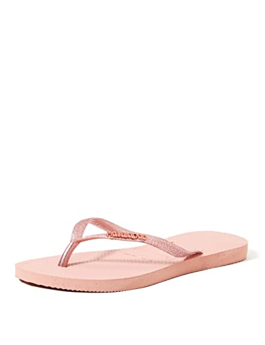 Havaianas Damen Slim Logo Metallic Flip Flops, Crocus Rose Aprikosenrot, 35/36 EU von Havaianas