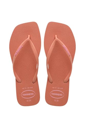 Havaianas Damen Slim Square Logo Pop Up Square Toe Flip Flop, Pink Clay, 38.5/39 EU von Havaianas