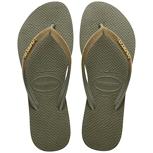 Havaianas Slim Velvet Flip Flops Damen, Grün, 33/34 EU von Havaianas