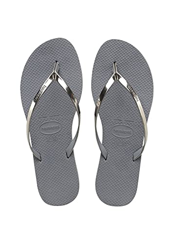 Havaianas Damen You Metallic Flip flops, Stahlgrau 39/40 von Havaianas