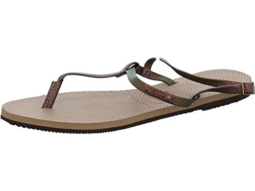 Havaianas Damenschuhe, Riviera, Sandalen mit Zehentrenner und Riemen aus Ökoleder, Gold (Rose Gold), EU 42-43 von Havaianas