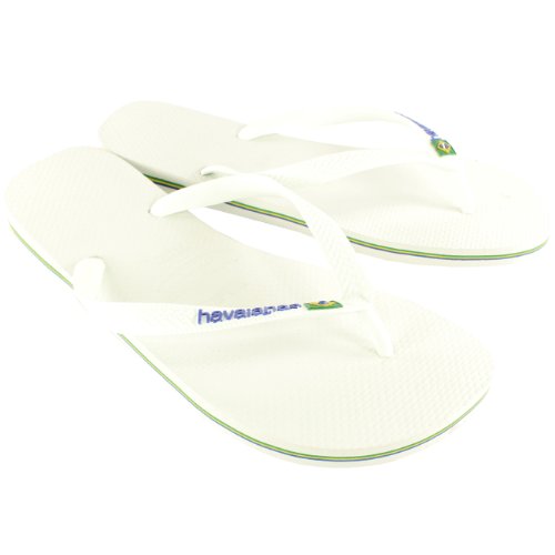 Havaianas Herren Brasil Logo Sommer Flip-Flops Sandale Schlüpfen-Auf Wohnungen - Weiß - 45/46 von Havaianas