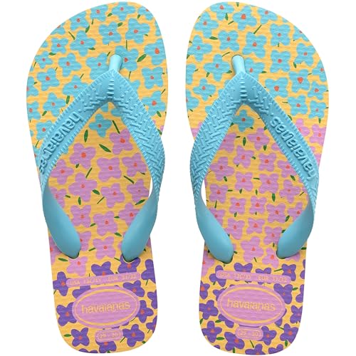 Havaianas Jungen Mädchen Kids Flores Zehentrenner Caja Gelb/Blau, 28/30 EU, Caja Gelb Blau, 10/11 UK Child von Havaianas