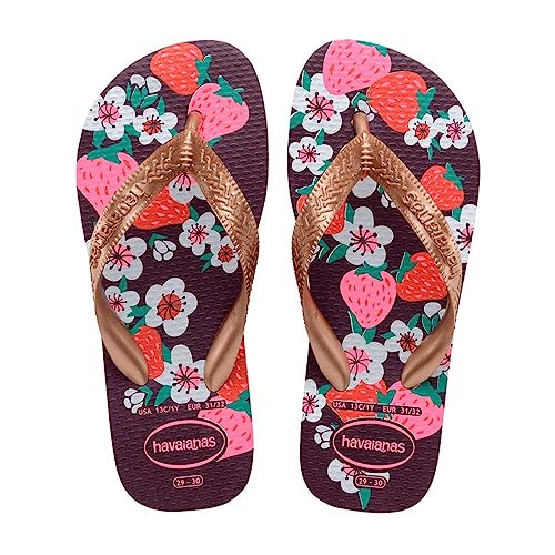 Havaianas Mädchen Kids Flores Flip-Flop, Aubergine, Rotgold, 25/26 EU von Havaianas