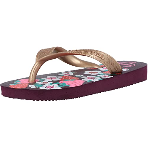 Havaianas Kids Flores, Flipflop, Eggplant/Rose Gold, von Havaianas