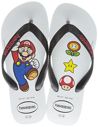 Havaianas Unisex-Kinder Mario Bros Zehentrenner, weiß/schwarz, 23/24 EU von Havaianas