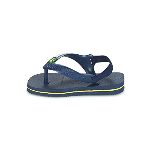 Havaianas Unisex Baby Brasil Logo II Flip flops, Navy Blue / Citrusgelb, 17/18 EU von Havaianas