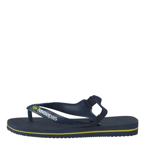 Havaianas Unisex Baby Brasil Logo II Flip flops, Navy Blue / Citrusgelb, 20 EU von Havaianas