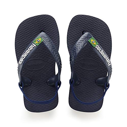 Havaianas Unisex Baby Brasil Logo II Flip flops, Navy Blue / Citrusgelb 25/26 EU von Havaianas