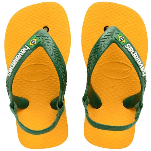 Havaianas Unisex Baby Brasil Logo II Flipflop, Pop Yellow/Amazon, 22 EU von Havaianas