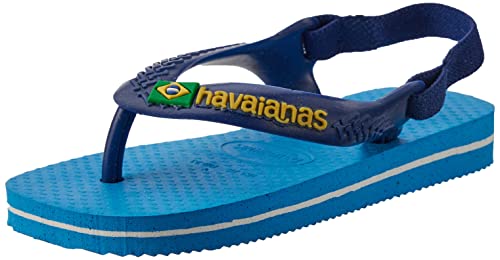 Havaianas Unisex Baby Brasil Logo II Flip flops, Navy Blue / Citrusgelb, 19/20 EU von Havaianas