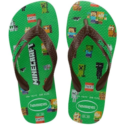 Havaianas Unisex Kinder Baby Minecraft Flipflop,Blattgrün,25/26 EU von Havaianas