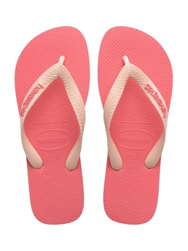 Havaianas – Top Logo Pop Up, bequeme, stylische und vielseitige Badelatschen, basierend auf dem Top-Modell, Riemen mit auffälligem Logo, rutschfeste Sohle, Unisex Erwachsene, Pink Porcelain, 33/34 EU von Havaianas