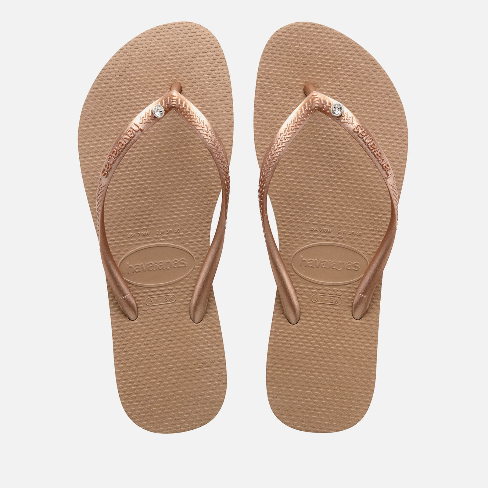 Havaianas Women's Slim Crystal Sw Ii Flip Flops - Rose Gold - UK 8 von Havaianas