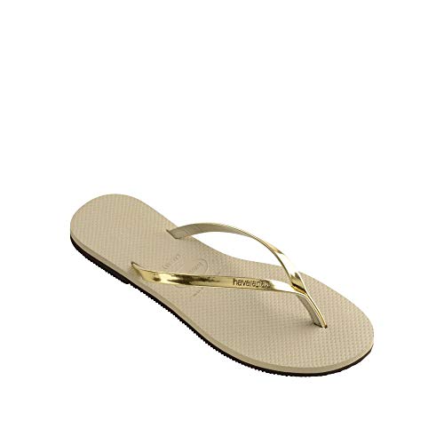 Havaianas Damen You Metallic Flip flops, Sandgrau / Leicht Golden 39/40 von Havaianas