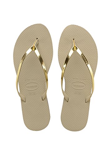 Havaianas Damen You Metallic Flip flops, Sandgrau / Leicht Golden 41/42 von Havaianas