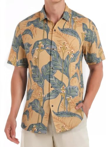 Havana Breeze Hawaiihemd Herren Relaxed-Fit Kurzarm Hemd Bedruckt 100% Seide Camp Shirt mit Tasche,M von Havana Breeze