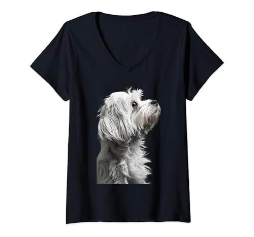 Damen Havaneser T-Shirt mit V-Ausschnitt Damen Havaneser T-Shirt mit V-Ausschnitt von Havanese Design