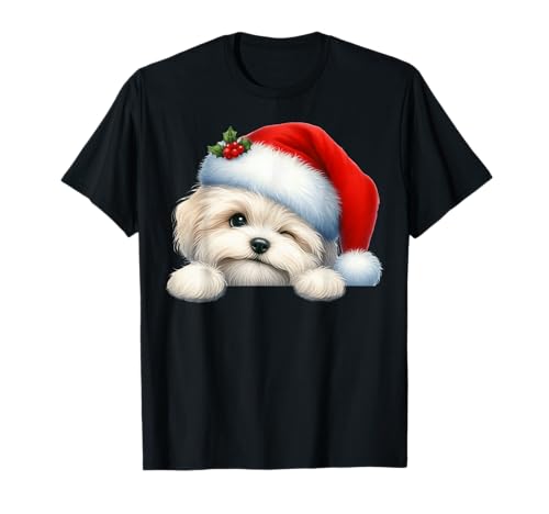 Havanesischer Hund Weihnachten Weihnachtsmannmütze Hund Mama Papa T-Shirt von Havanese Dog Tees NYC