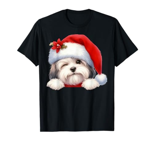 Havanesischer Hund Weihnachten Weihnachtsmannmütze Hund Mama Papa T-Shirt von Havanese Dog Tees NYC