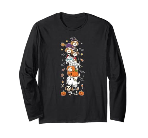 Havanesischer Hund Hexe Vampir Geist Halloween Kinder Herren Damen Langarmshirt von Havanese Lovers Halloween Skeleton Mummy Outfits