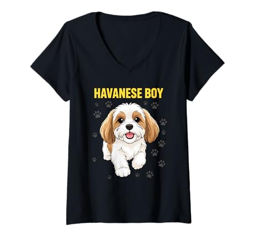 Damen Havanesischer Hunde-Liebhaber, niedliches Welpen-Haustierbesitzer-Design T-Shirt mit V-Ausschnitt Damen Havanesischer Hunde-Liebhaber, niedliches Welpen-Haustierbesitzer-Design T-Shirt mit V-Ausschnitt von Havanese Pride Designs