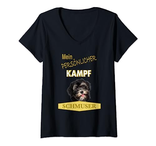 Damen Persönlicher Kampf Schmuser - Havaneser - Havaneser T-Shirt mit V-Ausschnitt Damen Persönlicher Kampf Schmuser - Havaneser - Havaneser T-Shirt mit V-Ausschnitt von Havanese Dog - Havaneser - Love Dogs - Havaneser