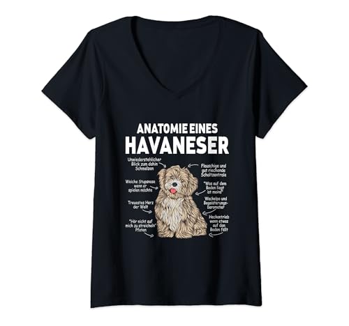 Damen Anatomie eines Havanesers T-Shirt mit V-Ausschnitt Damen Anatomie eines Havanesers T-Shirt mit V-Ausschnitt von Havaneser Geschenke für Hundeliebhaber