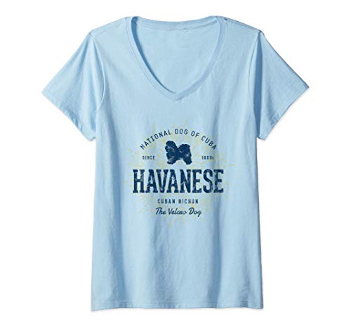 Damen Havanese Geschenk Vintage Havaneser T-Shirt mit V-Ausschnitt Damen Havanese Geschenk Vintage Havaneser T-Shirt mit V-Ausschnitt von Havaneser Geschenke von Treaja