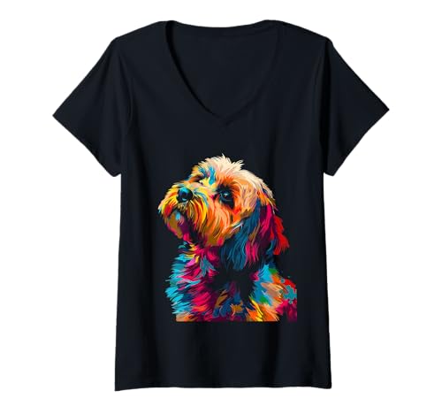 Damen Havaneser Hund Splash T-Shirt mit V-Ausschnitt Damen Havaneser Hund Splash T-Shirt mit V-Ausschnitt von Havaneser Hund Splash Design Kleidung