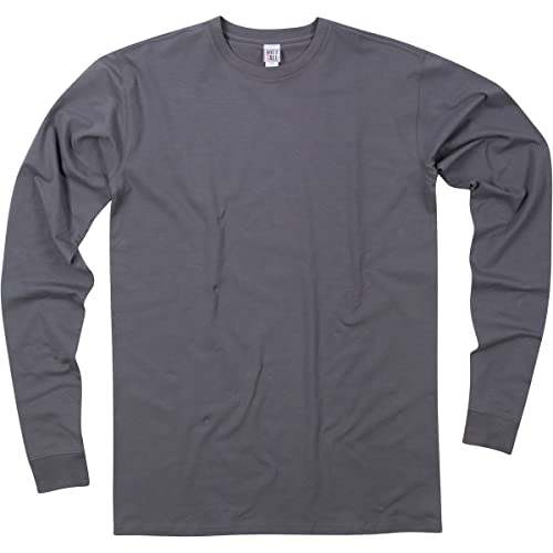 Have It Tall Mens Stretch Cotton Long Sleeve T-Shirt, Herren Long-Shirt Langarm Baumwolle Stretch, Asphalt Large Tall von Have It Tall