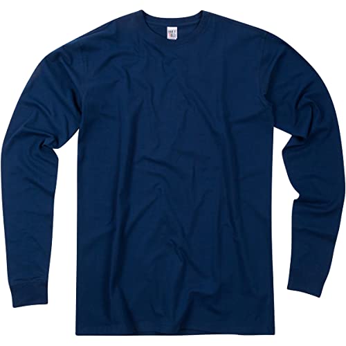 Have It Tall Mens Stretch Cotton Long Sleeve T-Shirt, Herren Long-Shirt Langarm Baumwolle Stretch, Navy Medium Tall von Have It Tall