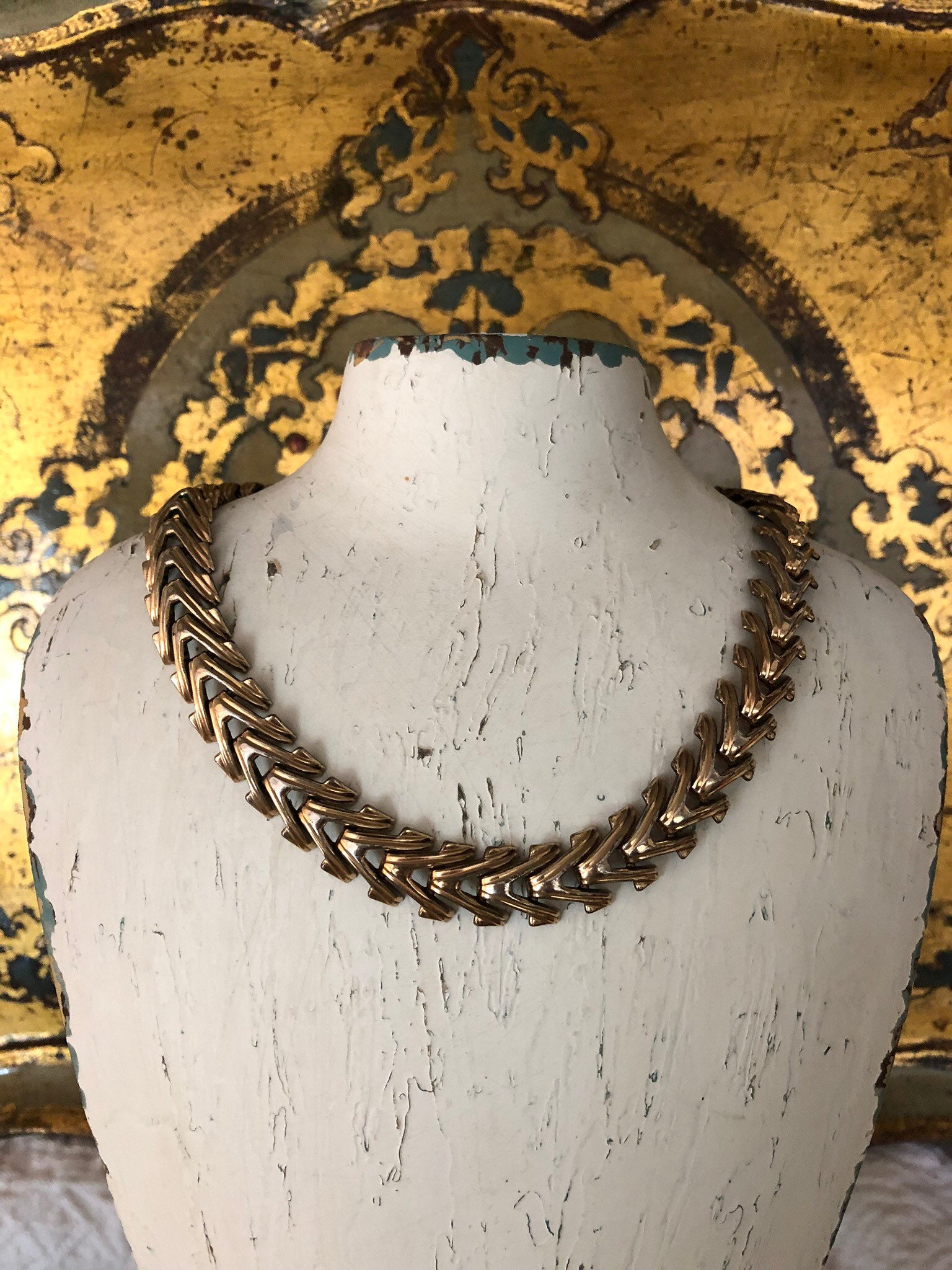 Mid Century Link Halskette Halsband 12 K Gold Füllen 15" Mid Century Link Halskette Halsband 12 K Gold Füllen 15" von HavenbytheSea