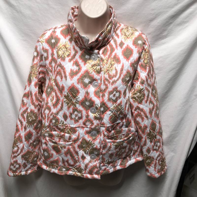Sportelle Womens Sz M P Puffy Jacke Blazer Baumwolle Blend Orange Braun Weißgold Sportelle Womens Sz M P Puffy Jacke Blazer Baumwolle Blend Orange Braun Weißgold von Haventhisandthat