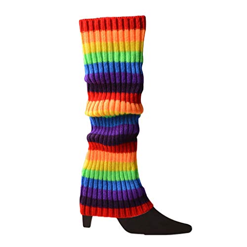 Haveratio Damen 80er Fluoreszierende Neonfarbene Strick-Beinlinge, gerippte, fußlose Socken, Strümpfe, Halloween, Tanzparty, Zubehör, Regenbogen Haveratio Damen 80er Fluoreszierende Neonfarbene Strick-Beinlinge, gerippte, fußlose Socken, Strümpfe, Halloween, Tanzparty, Zubehör, Regenbogen von Haveratio
