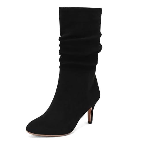 HavueGatue Damen Schlupfstiefel Wildleder Schlaffer Schaft Stiefel Kitten Absatz Stiefel in Wadenmitte Weich Pelz Futter Anziehen Absatzed Schlaff Stiefel Schwarz Größenangabe 40 HavueGatue Damen Schlupfstiefel Wildleder Schlaffer Schaft Stiefel Kitten Absatz Stiefel in Wadenmitte Weich Pelz Futter Anziehen Absatzed Schlaff Stiefel Schwarz Größenangabe 40 von HavueGatue