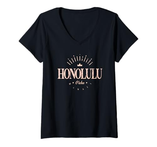 Damen Honolulu Hawaii | Honolulu Oahu HI Modern T-Shirt mit V-Ausschnitt Damen Honolulu Hawaii | Honolulu Oahu HI Modern T-Shirt mit V-Ausschnitt von Hawaii Contemporary Designs