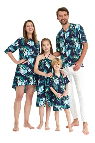 Matchable Family Hawaiian Luau Men Women Girl Boy Clothes in Orchid Breeze Navy, Damen Kimono Cardigan, Einheitsgröße von Hawaii Hangover