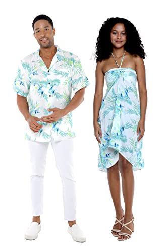 Passendes Hawaii-Kleid für Paare, Luau-Hemd oder Schmetterling, Weiß, Men Orchid Breeze White Navy, XL Passendes Hawaii-Kleid für Paare, Luau-Hemd oder Schmetterling, Weiß, Men Orchid Breeze White Navy, XL von Hawaii Hangover