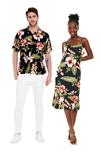 Passendes Hawaii-Luau-Hemd oder Meerjungfrauen-Rüschenkleid in schwarzem Rafelsia, Herren Black Rafelsia, L von Hawaii Hangover