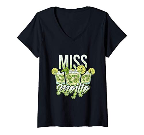 Damen Fun Summer Party Miss Mojito Girls Weekend Getaway Graphic T-Shirt mit V-Ausschnitt Damen Fun Summer Party Miss Mojito Girls Weekend Getaway Graphic T-Shirt mit V-Ausschnitt von Hawaiian Beach By Pemissa